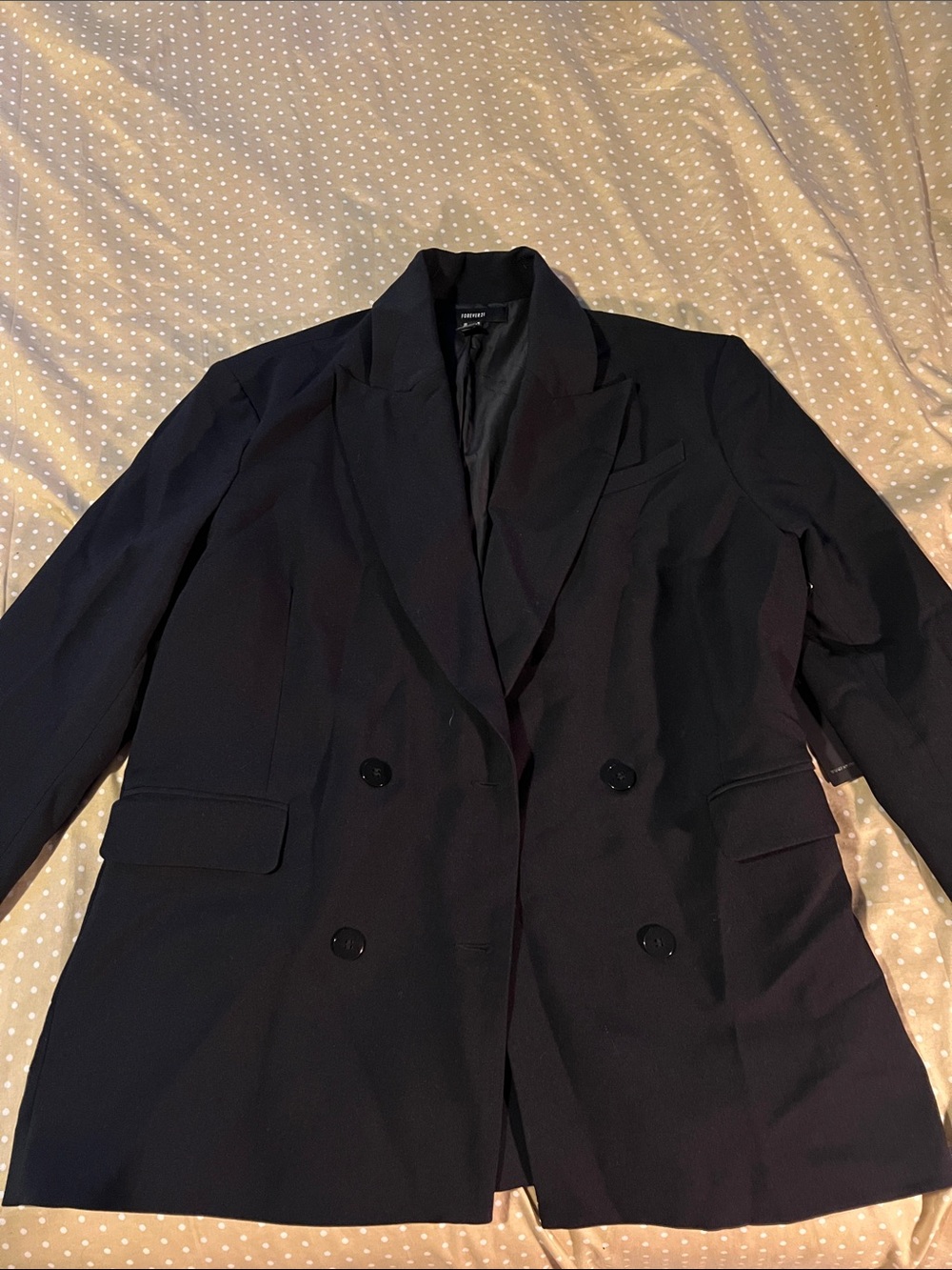 Women’s oversized Black Double-Breasted Blazer Jacket with shoulder pads
